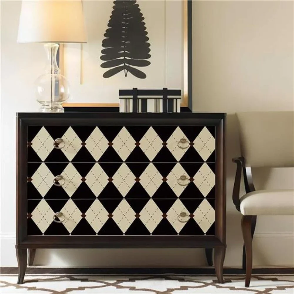 Retro Peel and Stick Wallpaper Black and White Wallpaper Vintage Plaid